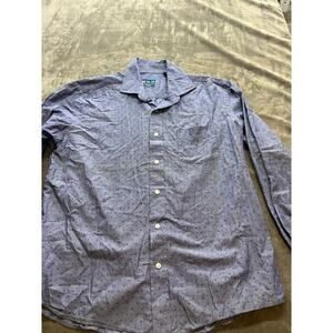 Charleston Threads Button Shirt Adult XL Blue Anchor Print Long Sleeve Pocket